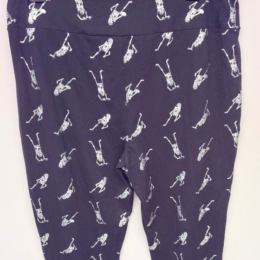Halloween Skeleton Leggings Women XL Black Goth Spook Dancing